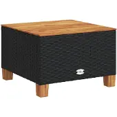 vidaXL Tuintafel 55x55x36 cm poly rattan en acaciahout zwart