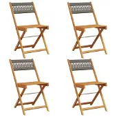 vidaXL Opklapbare stoelen, 4 stuks, grijs, massief acaciahout