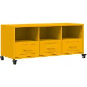 vidaXL Tv-meubel 100,5x39x43,5 cm staal mosterdgeel