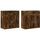 vidaXL Dressoirs 2 st 79x38x80 cm bewerkt hout gerookt eikenkleurig