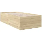 vidaXL Bedframe bewerkt hout sonoma eikenkleurig 75x190 cm