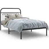 vidaXL Bedframe met hoofdbord metaal zwart 100x190 cm