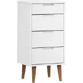 vidaXL Ladekast MOLDE 40x35x82 cm massief grenenhout wit