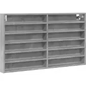 vidaXL Vitrinekast 100x8,5x58 cm bewerkt hout betongrijs