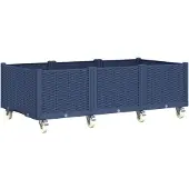 vidaXL Plantenbak met wielen 150x80x54 cm polypropeen blauwgrijs