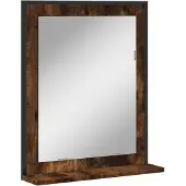 DKD Home Decor Spiegel voor de badkamer met opbergruimte, eikenhoutlook, 50x12x60 cm, houtvezel