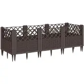 vidaXL Plantenbak met pinnen 123,5x43,5x43,5 cm polypropeen bruin