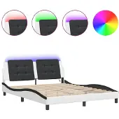 vidaXL Bedframe met LED zonder matras "Zadar" wit en zwart 160x200 cm