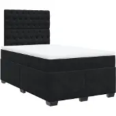vidaXL Boxspring met matras fluweel zwart 120x200 cm