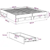 vidaXL Bedframe met lades bewerkt hout wit 180x200 cm