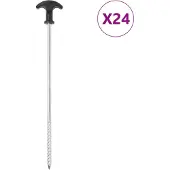 vidaXL Tentharingen 24 st Ø7 mm 30 cm gegalvaniseerd staal