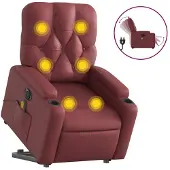 vidaXL Sta-op-massagestoel elektrisch kunstleer wijnrood