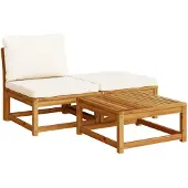 vidaXL 3-delige Loungeset met kussens massief acaciahout