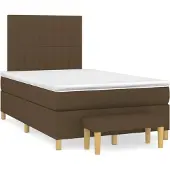 vidaXL Boxspring met matras stof donkerbruin 120x190 cm
