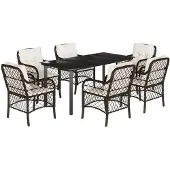 vidaXL 7-delige Tuinset met kussens poly rattan bruin