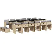 vidaXL 17-delige Tuinset met kussens poly rattan gemengd beige