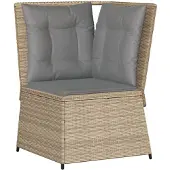 vidaXL Tuinhoekbank met kussens poly rattan beige