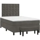 vidaXL Boxspring met matras fluweel donkergrijs 120x190 cm