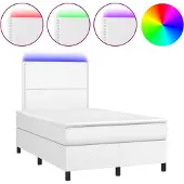 vidaXL Boxspring met matras en LED kunstleer wit 120x190 cm