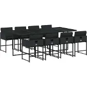 vidaXL 9-delige Tuinset poly rattan zwart