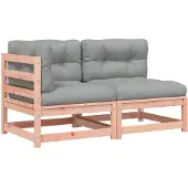 vidaXL Patio Sofa 2-zits Solid Douglas wood, Oxford fabric, PP cotton