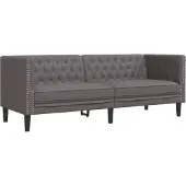 vidaXL Driezitsbank Chesterfield-stijl kunstleer grijs