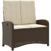 Natur24 - Tuinbankje - verstelbaar - met - kussens - poly - rattan - bruin