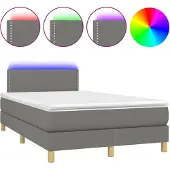vidaXL Boxspring met matras en LED stof donkergrijs 120x190 cm