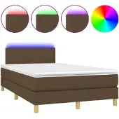 vidaXL Boxspring met matras en LED stof donkerbruin 120x190 cm
