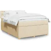 vidaXL Boxspring met matras stof crèmekleurig 160x200 cm
