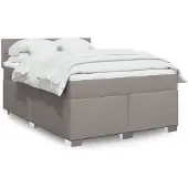 vidaXL Boxspringbed met matras, taupekleurig, 140x190 cm, met stoffen bekleding