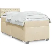 vidaXL Boxspring met matras stof crèmekleurig 90x190 cm