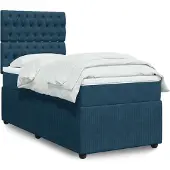 vidaXL Boxspring met matras fluweel donkerblauw 80x200 cm
