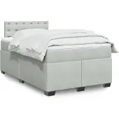 vidaXL Boxspring met matras fluweel lichtgrijs 120x190 cm