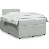 vidaXL Boxspring met matras fluweel lichtgrijs 120x200 cm