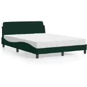 vidaXL Bed met matras "Dover" fluweel donkergroen 120x200 cm