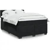 vidaXL Boxspring met matras fluweel zwart 140x190 cm