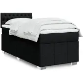 vidaXL Boxspring met matras stof zwart 80x200 cm