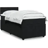 vidaXL Boxspring met matras fluweel zwart 100x200 cm