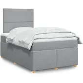 vidaXL Boxspring met matras stof lichtgrijs 120x200 cm