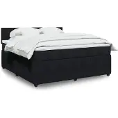 vidaXL Boxspring met matras fluweel zwart 180x200 cm