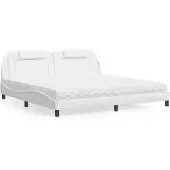 vidaXL Bed "Viana" met matras kunstleer wit 200x200 cm