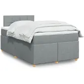 vidaXL Boxspring met matras stof lichtgrijs 120x190 cm