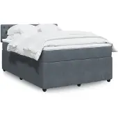 vidaXL Boxspring met matras fluweel donkergrijs 140x200 cm