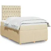 vidaXL Boxspring met matras stof crèmekleurig 120x190 cm