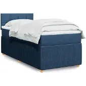 vidaXL Boxspring met matras stof blauw 100x200 cm