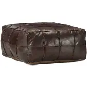 vidaXL Poef 60x60x30 cm echt geitenleer donkerbruin