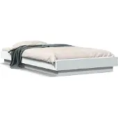 vidaXL Bedframe met LED-verlichting bewerkt hout wit 90x190 cm
