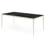 Bommel Wonen Eettafel (160x90cm) Vito - Marmer Antraciet & Metaal Pepper White