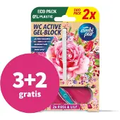 Ambi Pur 3+2 Gratis: Toiletblok Roos & Lelie 2 Stuks